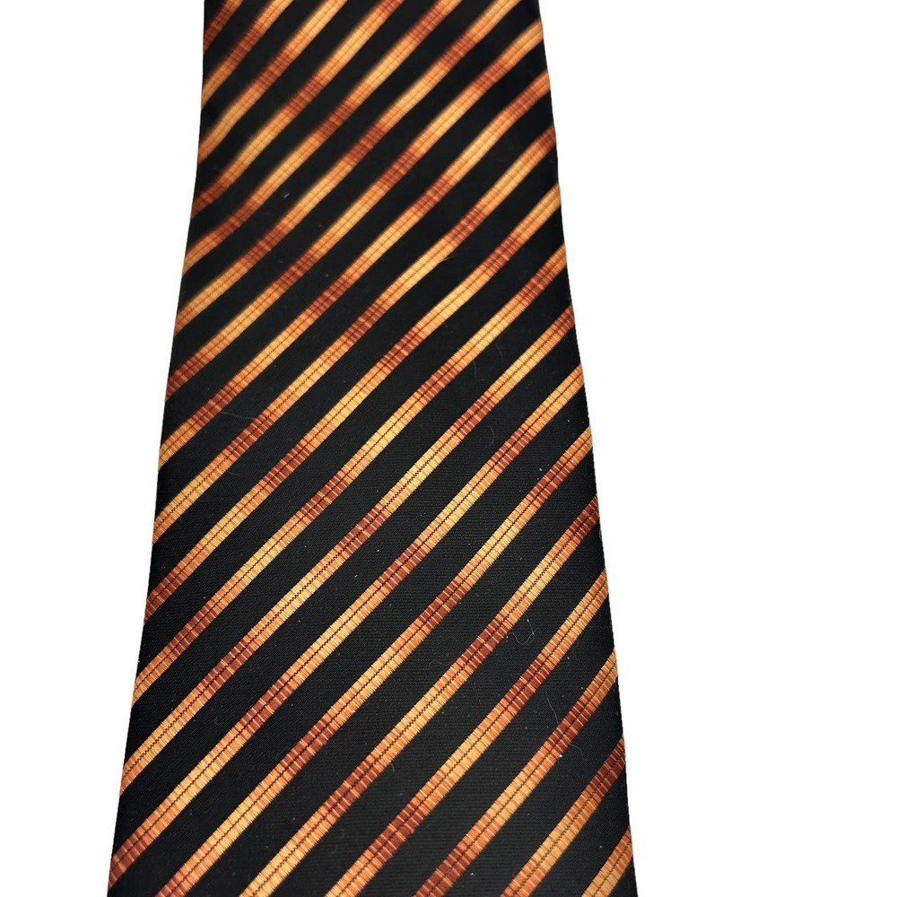 JOHN ASHFORD SHIMMERY BROWN AND BLACK DIAGONAL STRIPED MEN’S TIE
